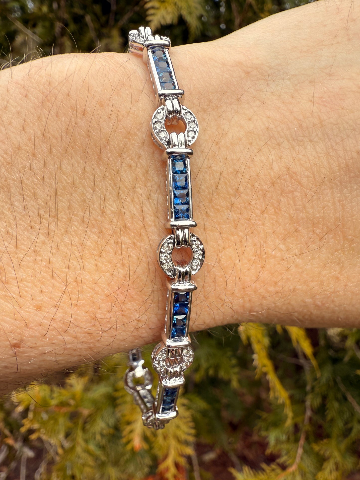 Estate | 14K Gold | Sapphire & Diamond Bracelet | 7.5”