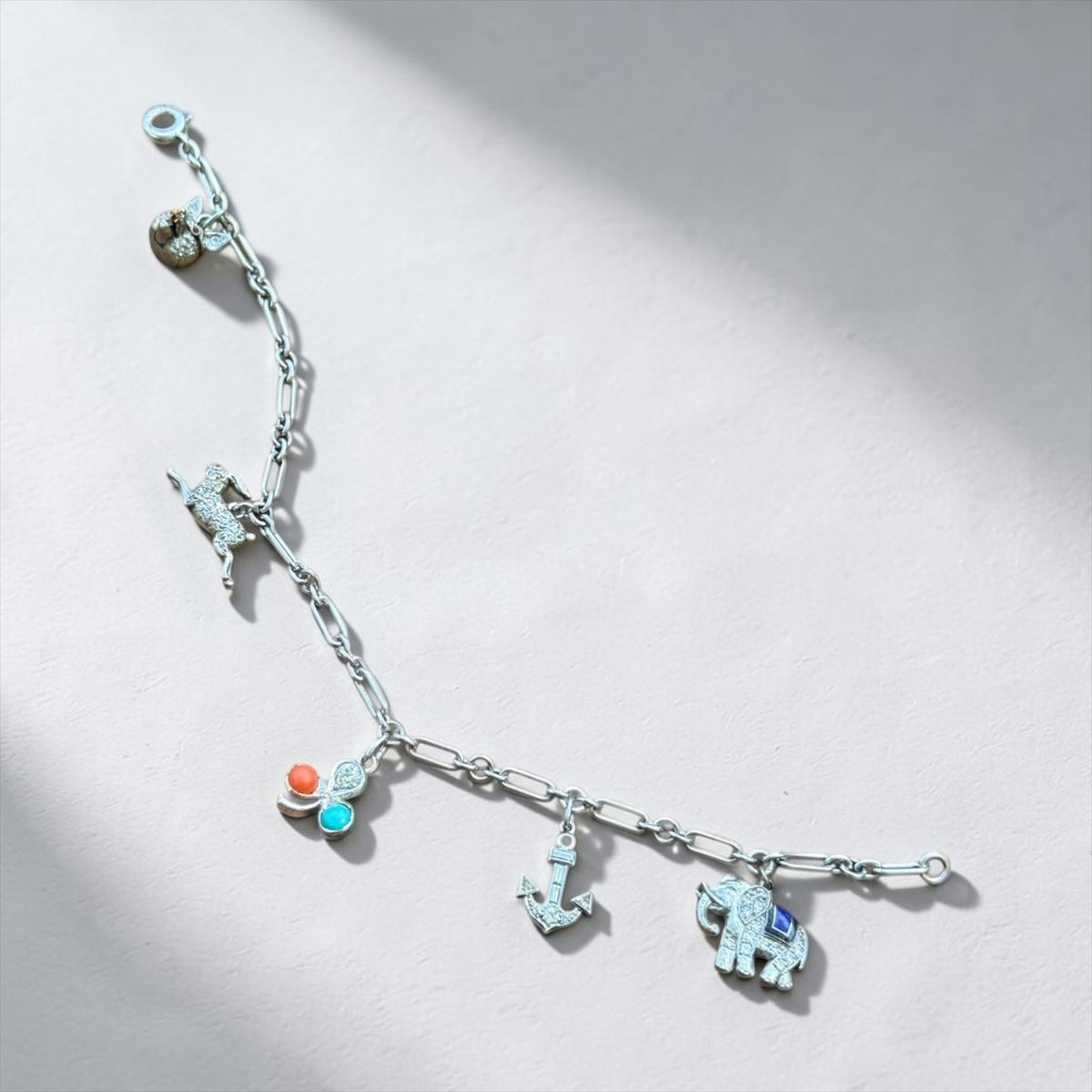 Antique Platinum Charm Bracelet