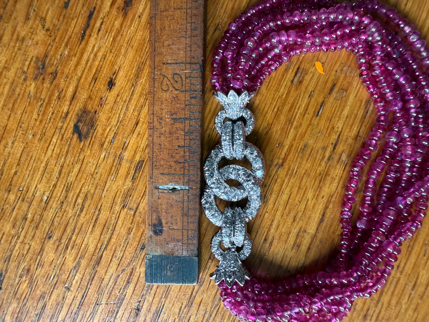 Mid-Century Italian Platinum Ruby & Diamond Bracelet