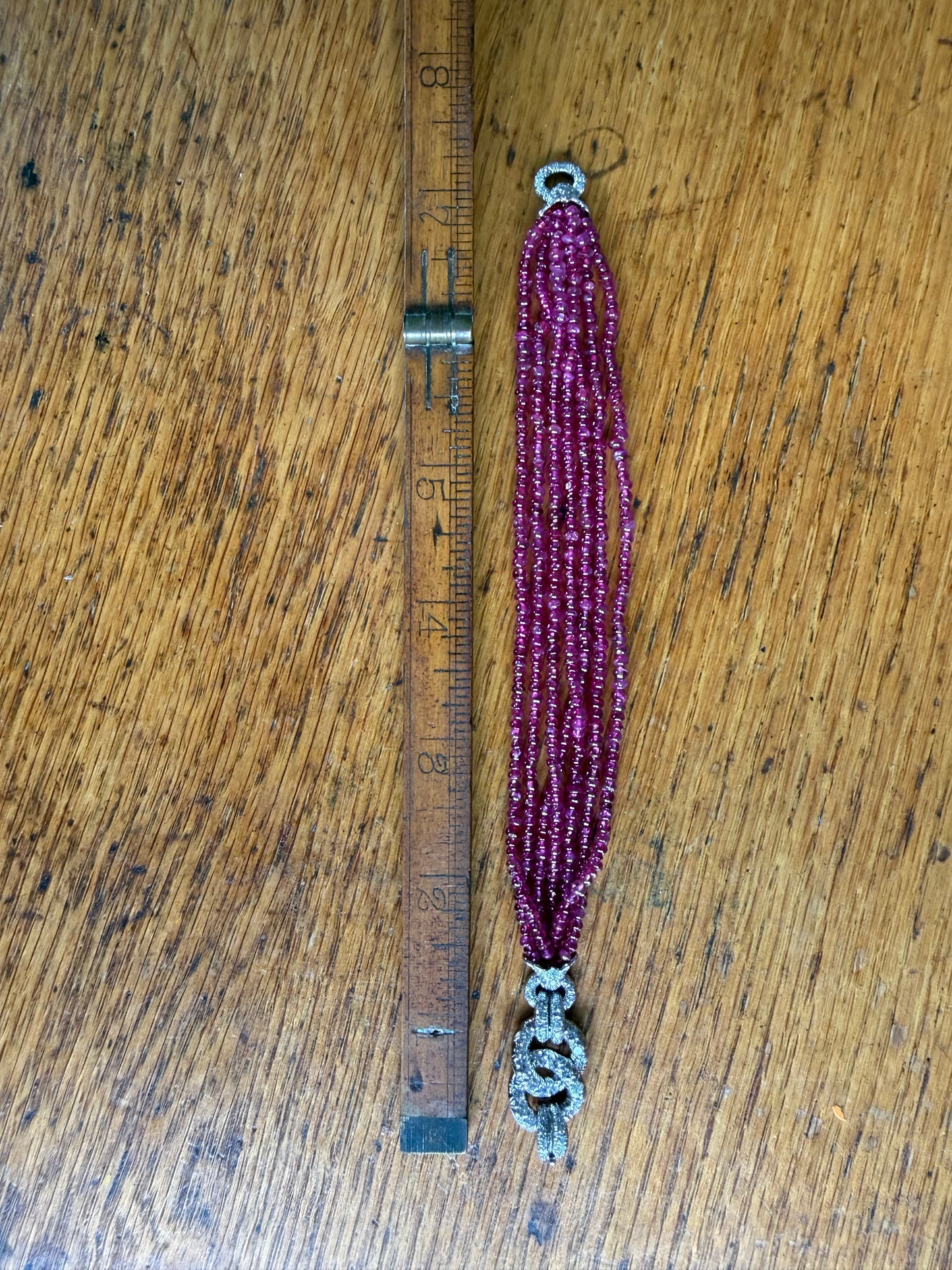 Mid-Century Italian Platinum Ruby & Diamond Bracelet