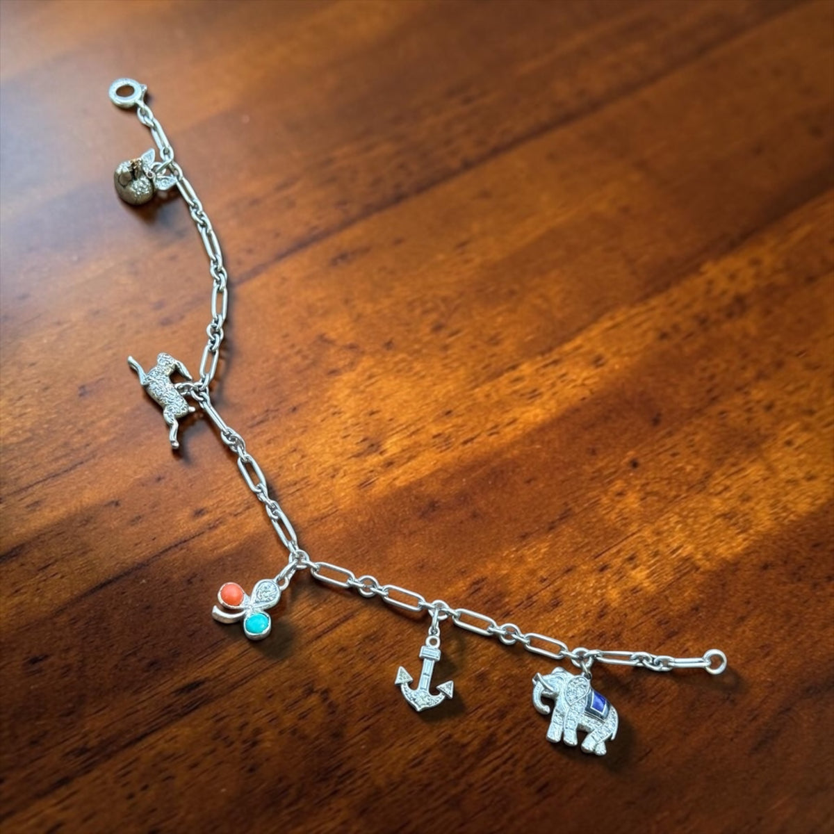 Antique Platinum Charm Bracelet