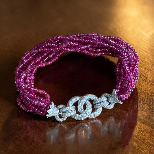 Mid-Century Italian Platinum Ruby & Diamond Bracelet