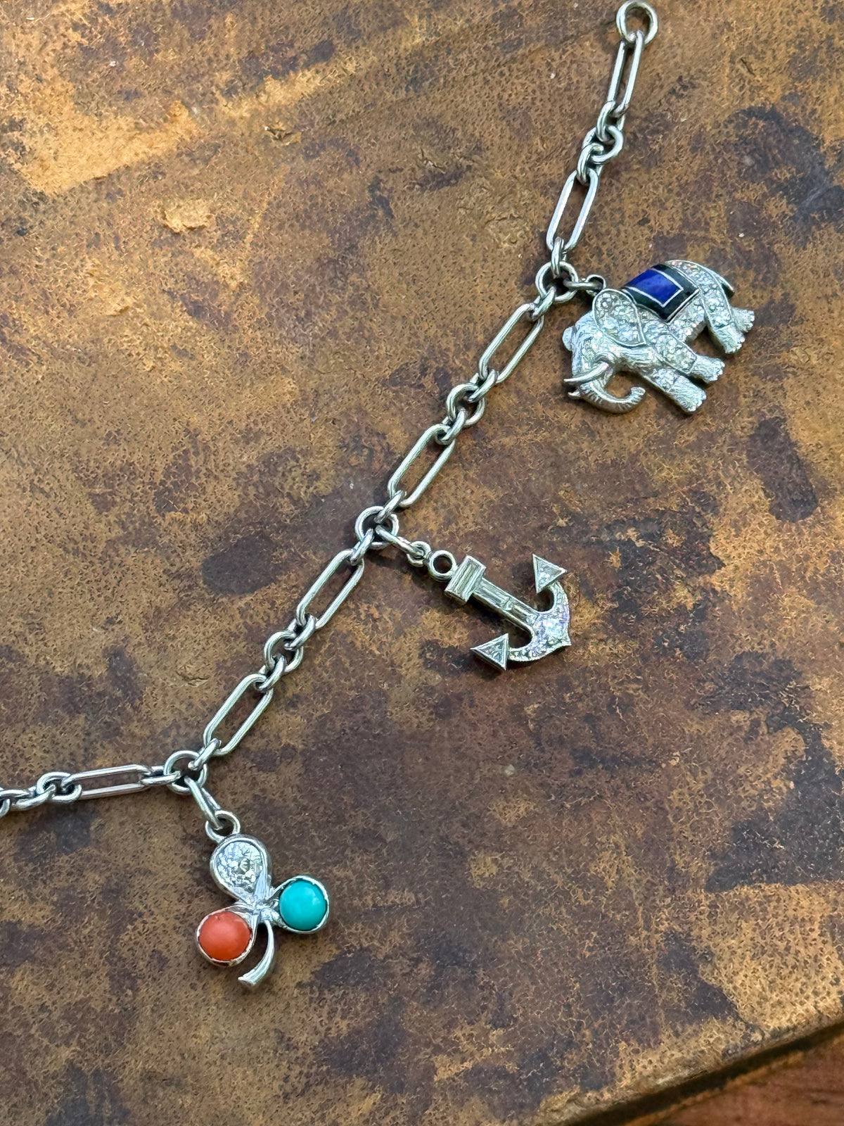 Antique Platinum Charm Bracelet